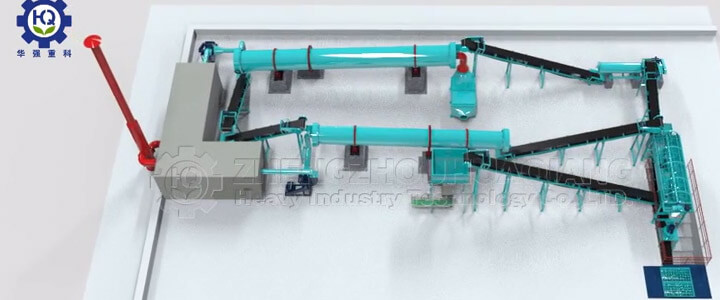 Organic fertilizer production line has three processes